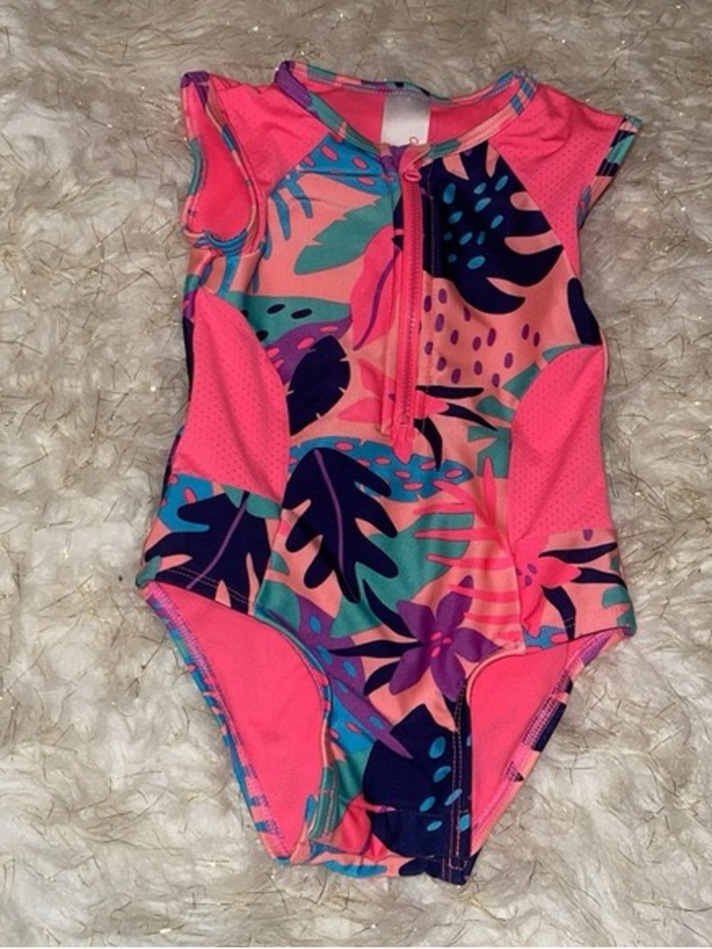 Cat & Jack neon tropical one-piece swimsuit